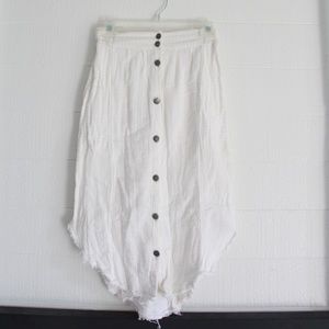 Free People White Button Down Skirt